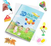 Dayker 3D Printing Drawing Book, 40 Original Patterns Painting Graffiti Template, Reusable 3D Pen Thick Paper Stencils with a PVC Copy Board for Christmas Thanksgiving Birthday DIY Gift