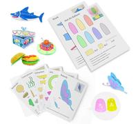 Dayker 3D Printing Pen Drawing Book, 40 Patterns Colorful Painting Graffiti Template, Thick Paper Stencils with A PVC Transparent Board for Birthday Christmas DIY Craft Gift