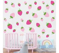 Dayker 90PCS Pink Strawberry Wall Decals, Cute Summer Fruit Wall Stickers