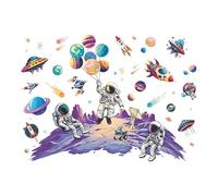 Dayker Outer Space Wall Decals, Colorful Rocket Astronaut Wall Stickers, Planets Universe Peel and Stick Wall Art Decals, Removable DIY Wallpaper for Baby Nursery Kids Bedroom Playroom Home Decor