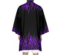 DAYKET 2024 Kimono Robes for Men Japanese Long Print Kimono Cardigan Plus size 3/4 Sleeve Open Front Shirt Bathrobe Lightweight Coat,Black-L