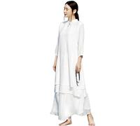 DAYKET Tai Chi Clothing Women Zen Meditation Uniform Cotton Linen Kung Fu Martial Arts Uniforms for Ladies Morning Exercise,White-M