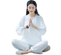 DAYKET Tai Chi Uniform Women Martial Arts Sets Chinese Traditional Apparel Shaolin Kung Fu Wing Chun Taekwondo Cotton and Linen Training Clothes,White-M