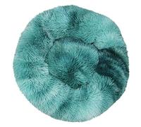 DAYKETNE Cat Beds for Indoor Cats, Calming Plush Donut Dog Bed, Washable, Long Plush Doughnut Cushion with Non Slip Bottom,DarkBlue-50CM