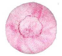 DAYKETNE Cat Beds for Indoor Cats, Calming Plush Donut Dog Bed, Washable, Long Plush Doughnut Cushion with Non Slip Bottom,Pink-40CM