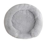 DAYKETNE Cat Dog Bed,Calming Dog Bed for Large Dogs with Removable Washable Cover,C-Shape Fluffy long fur Pet Mattress Cushion,Lightgray-50CM