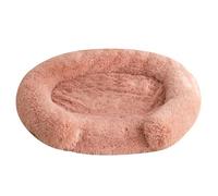 DAYKETNE Cat Dog Bed,Calming Dog Bed for Large Dogs with Removable Washable Cover,C-Shape Fluffy long fur Pet Mattress Cushion,Pink-50CM