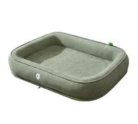 DAYKETNE Dog Bed Medium,Waterproof Short Plush Rectangle Dog Mattress Washable Warming Dog Sofa - with Removable Cover, for All Seasons,Green-L
