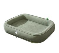 DAYKETNE Dog Bed Medium,Waterproof Short Plush Rectangle Dog Mattress Washable Warming Dog Sofa - with Removable Cover, for All Seasons,Green-M