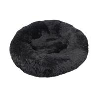DAYKETNE Donut Dog Bed,Calming Fluffy Cat Bed with Removable Padding - Easy Clean Long Plush Washable Pet Basket,Black-80CM