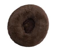 DAYKETNE Donut Dog Bed,Calming Fluffy Cat Bed with Removable Padding - Easy Clean Long Plush Washable Pet Basket,Coffee-90CM