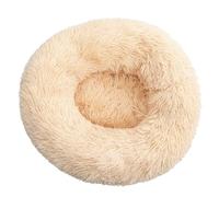 DAYKETNE Donut Dog Bed,Calming Fluffy Cat Bed with Removable Padding - Easy Clean Long Plush Washable Pet Basket,Apricot-80CM