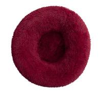 DAYKETNE Donut Dog Bed Large,Washable Cat Kitten Bed,D:40cm-120cm, Solid Color Fluffy Plush Dog Basket with Anti-Slip Bottom,WineRed-90CM