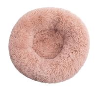 DAYKETNE Donut Dog Bed Large,Washable Cat Kitten Bed,D:40cm-120cm, Solid Color Fluffy Plush Dog Basket with Anti-Slip Bottom,PinkA-110CM