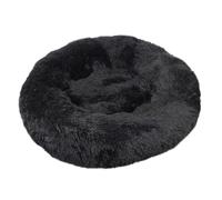 DAYKETNE Donut Dog Bed Large,Washable Cat Kitten Bed,D:40cm-120cm, Solid Color Fluffy Plush Dog Basket with Anti-Slip Bottom,Black-80CM