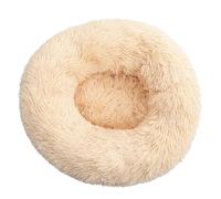 DAYKETNE Donut Dog Bed Large,Washable Cat Kitten Bed,D:40cm-120cm, Solid Color Fluffy Plush Dog Basket with Anti-Slip Bottom,Apricot-90CM