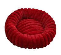 DAYKETNE Pet Bed for Dog, Round Donut Plush Bed for Dogs and Cats,Washable Furry Puppy Beds for Large Medium Small Pet,Red-80cm