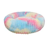 DAYKETNE Pet Bed for Dog, Round Donut Plush Bed for Dogs and Cats,Washable Furry Puppy Beds for Large Medium Small Pet,Rainbowcolors-50cm
