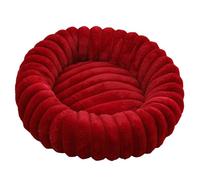DAYKETNE Pet Bed for Dog, Round Donut Plush Bed for Dogs and Cats,Washable Furry Puppy Beds for Large Medium Small Pet,Red-70cm
