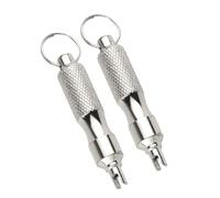 DAYLIGHE 2Pcs Stainless Steels Tire Valves Wrench With Keyring Tire Repair Screwdriver Bike Repair Tool For Car Motorcycle Antirust Tyre Valves Cores Remover Tool