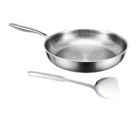 DAYLIGHE Metal Pan for Cooking Nonstick Waved Textured Hammered Cooking Frying Pan with Spatula Kitchen Cookware Nonstick Cookware Set