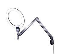 Daylight Aura On Arm™ Ring Lamp - 4,500 Lux at 30cm, 90+ CRI, 6,000K Daylight LEDs, Extendable 145cm Arm, Continuous Dimmer, Wall/Table Mountable, Pivoting Head - Black