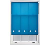 Daylight Roller Blind with Chrome Square Eyelets - Trimmable Window Shade Furnished Teal 225cm width x 165cm drop