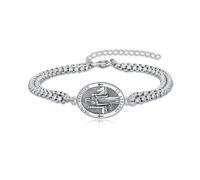 DAYLINLOVE 925 Sterling Silver Saint Michael/Brendan/Joseph Medal Bracelet Religious Protector Jewelry Religious Gifts for Men Women