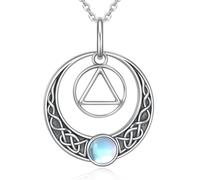 DAYLINLOVE AA Gift Necklace 925 Sterling Silver Alcoholics Anonymous Recovery Symbol Necklace Crescent AA Sobriety Jewelry for Women Men Friend