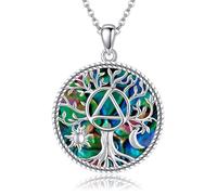 DAYLINLOVE AA Necklace S925 Sterling Silver Abalone Shell Tree Of Life Necklace Alcoholics Sober Symbol AA Sobriety Jewelry Gifts For Women Men