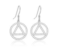 DAYLINLOVE AA Sobriety Gifts 925 Sterling Silver Alcoholics Anonymous Recovery Symbol Earrings AA Jewelry Sobriety for Women