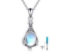 DAYLINLOVE AA Urn Necklace for Ashes 925 Sterling Silver Sobriety Moonstone Pendant Necklace Cremation Memorial Keepsake Jewellery Gifts for ashes of loved one for Women