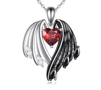 DAYLINLOVE Angel Devil Necklace 925 Sterling Silver Angel Wings Gothic Pendant Necklace Halloween Jewellery Gifts for Women