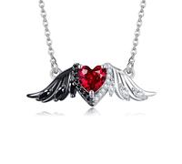DAYLINLOVE Angel Devil Necklace 925 Sterling Silver Angel Wings Pendant Devil Wings Necklaces Zirconia Heart Goth Jewelry Gifts For Women Mom Wife