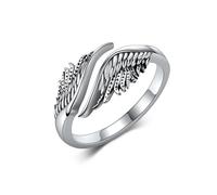 DAYLINLOVE Angel Wing Ring 925 Sterling Silver Feather Angel Wing Adjustable Open Thumb Ring Angel Christian Religious Jewellery Gifts for Women Girls(Silver)