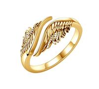 DAYLINLOVE Angel Wing Ring 925 Sterling Silver Feather Angel Wing Adjustable Open Thumb Ring Angel Christian Religious Jewellery Gifts for Women Girls(14K Gold Plated)