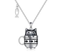 DAYLINLOVE Animal Necklace S925 Sterling Silver Cat/Bat/Highland Cow/Phoaenix/Dragon/Raven/Squirrel Pendant Necklaces Animal Jewelry Gifts for Women Mom Wife