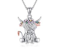 DAYLINLOVE Animal Necklace S925 Sterling Silver Cat/Bat/Highland Cow/Phoaenix/Dragon/Raven/Squirrel Pendant Necklaces Animal Jewelry Gifts for Women Mom Wife