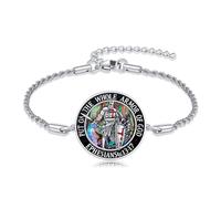 DAYLINLOVE Armor of God Bracelet 925 Sterling Silver Abalone Shell Knights Templar Bracelets Christian Religious Amulet Catholic Jewellery Gifts for Women Men