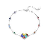 DAYLINLOVE Autism Awareness Bracelet 925 Sterling Silver 7 Chakra Puzzle Piece Heart Shape Bracelet ASD Autism Jewellery Gifts for Women Girls