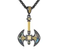 DAYLINLOVE Axe Necklace S925 Sterling Silver Abalone Shell Axe Pendant Necklaces Nordic Viking Jewelry Gifts for Men Women