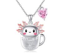 DAYLINLOVE Axolotl Necklace 925 Sterling Silver Axolotl Heart Pendant Cute Animal Jewellery Gift for Women