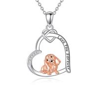DAYLINLOVE Basset Hound Necklace S925 Sterling Silver Heart Basset Hound Pendant Necklaces Animal Jewelry Gift for Women Basset Hounds Lovers Mom Wife
