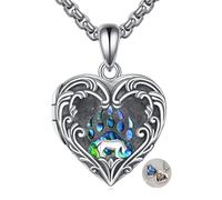 DAYLINLOVE Bear Locket Necklace 925 Sterling Silver Heart Locket Pendant That Holds 1-2 Pictures Bear Heart Shaped Jewellery Commemorative Gift for Women Men