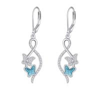 DAYLINLOVE Bird Earrings 925 Sterling Silver Butterfly/Hummingbird Leverback Earrings Abalone Shell Turquoise Butterfly Jewellery Gift for Women