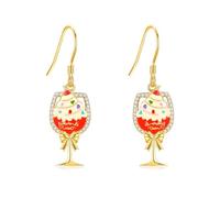 DAYLINLOVE Birthday Earrings 925 Sterling Silver Champagne Cake Dangle Drop Earrings Happy Birthday Party Jewellery Anniversary Valentines Day Gifts for Women Girls