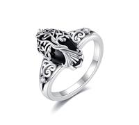DAYLINLOVE Black Tourmaline Ring 925 Sterling Silver Tree of Life Rings Black Onyx Rings Healing Jewelry Spiritual Protection Gifts for Women (9)