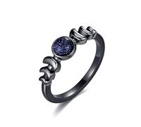DAYLINLOVE Blue Sandstone Ring S925 Sterling Silver Crescent Moon Finger Ring Galaxy Engagement Ring Sandstone Jewelry Gift for Women Wife (8)