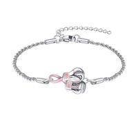 DAYLINLOVE Breast Cancer Bracelet 925 Sterling Silver Pink Boxing Gloves Bracelets Breast Cancer Awareness Survivor Jewellery Gifts for Women Girls Mom Grandma