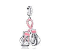 DAYLINLOVE Breast Cancer Charms 925 Sterling Silver Boxing Gloves Charm for Bracelets Pink Ribbon Breast Cancer Survivor Awareness Jewellery Gifts for Women Girls